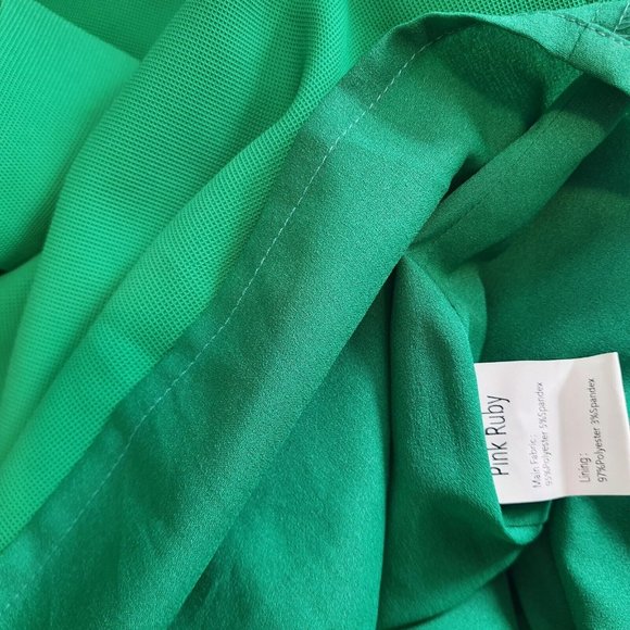 NWT PINK RUBY vintage green Dress Sze16 retro collared belted short sleeve - Picture 7 of 9